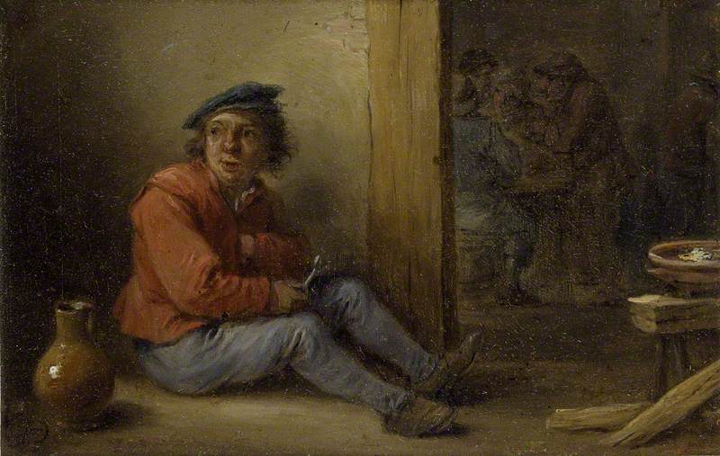 WikiOO.org - אנציקלופדיה לאמנויות יפות - ציור, יצירות אמנות David The Younger Teniers - A young Peasant seated in an Interior
