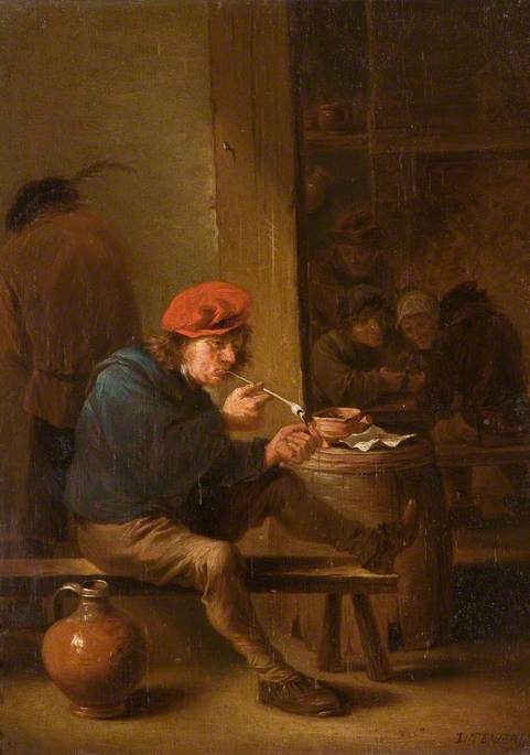 Wikioo.org – La Enciclopedia de las Bellas Artes - Pintura, Obras de arte de David Teniers Ii Le Jeune - El fumador