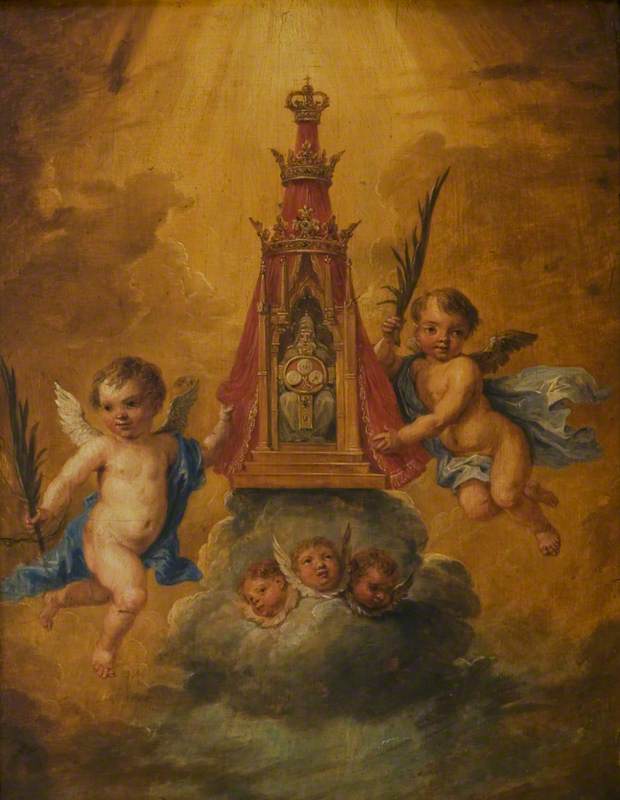 WikiOO.org - Εγκυκλοπαίδεια Καλών Τεχνών - Ζωγραφική, έργα τέχνης David The Younger Teniers - Two Angels Holding a Shrine