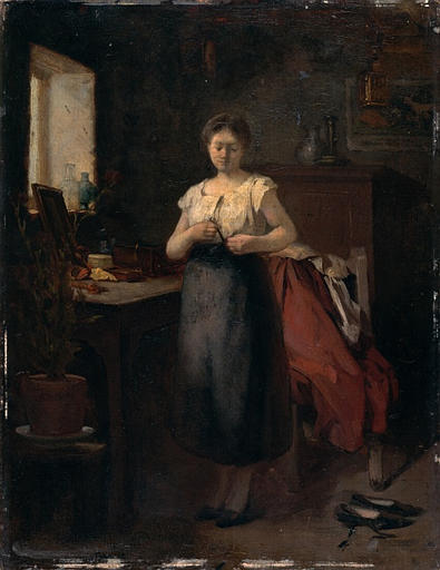 WikiOO.org - Εγκυκλοπαίδεια Καλών Τεχνών - Ζωγραφική, έργα τέχνης Eugène Anatole Carrière - Femme dans un intérieur