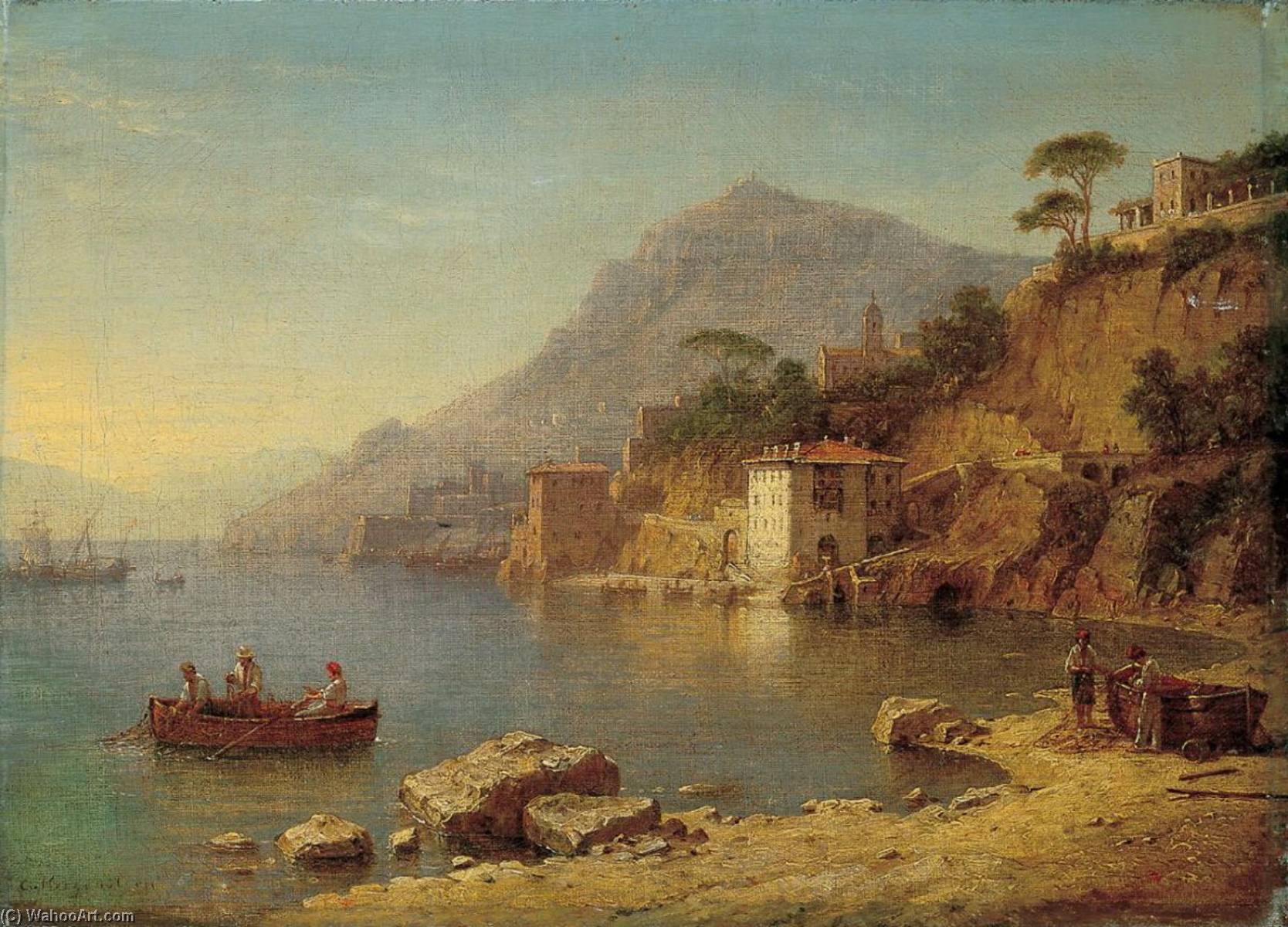 Wikioo.org - The Encyclopedia of Fine Arts - Painting, Artwork by Carl Morgenstern - Harbour on the Ligurian Coast
