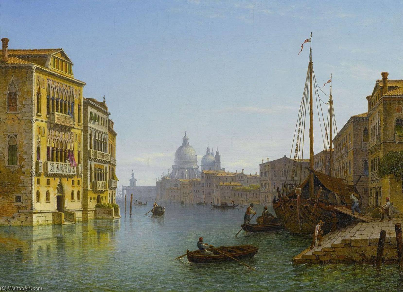 Wikioo.org - The Encyclopedia of Fine Arts - Painting, Artwork by Carl Morgenstern - Grand Canal with View of Santa Maria della Salute