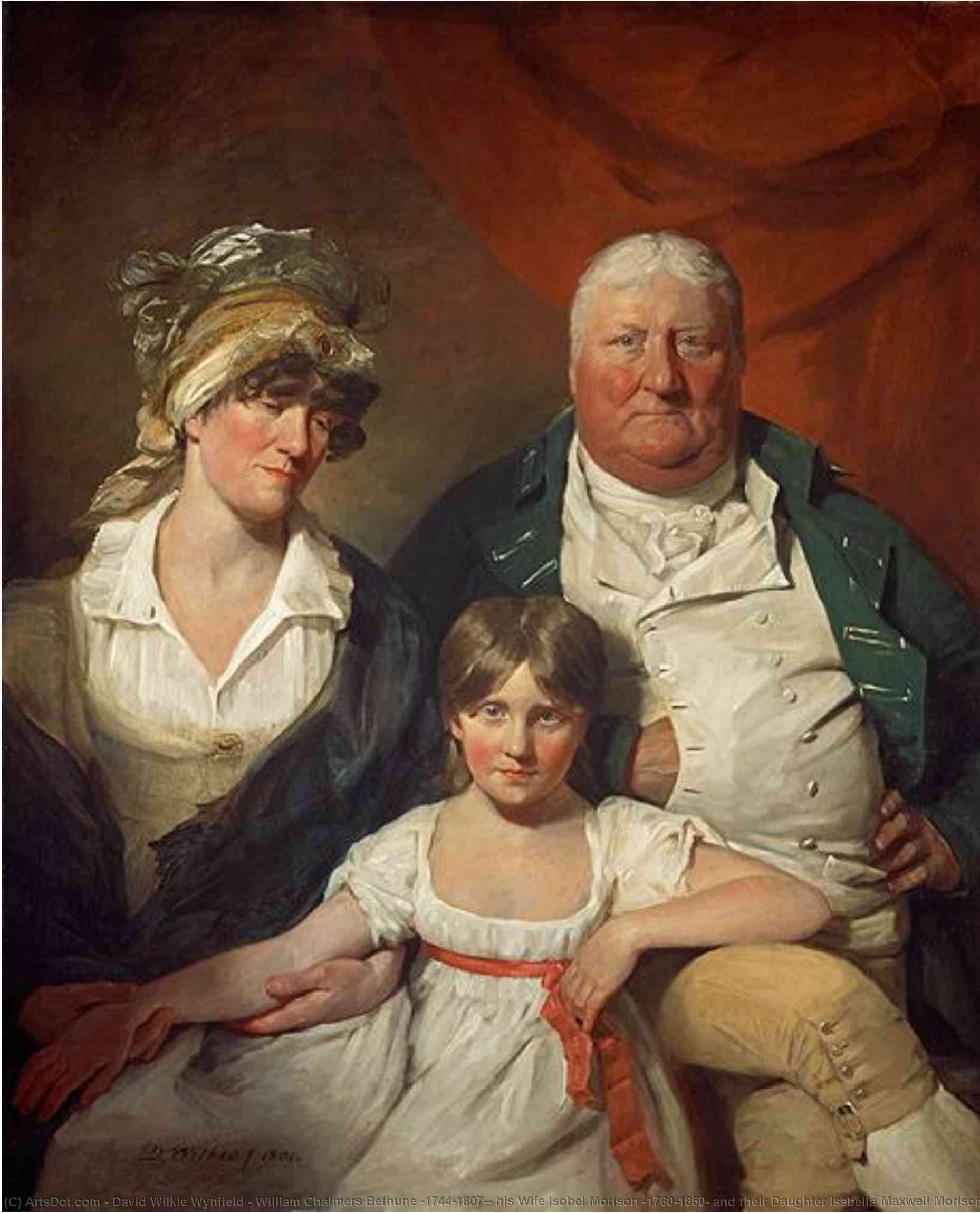 Wikioo.org - The Encyclopedia of Fine Arts - Painting, Artwork by David Wilkie Wynfield - William Chalmers Bethune (1744–1807), his Wife Isobel Morison (1760–1850) and their Daughter Isabella Maxwell Morison (1795–1818)