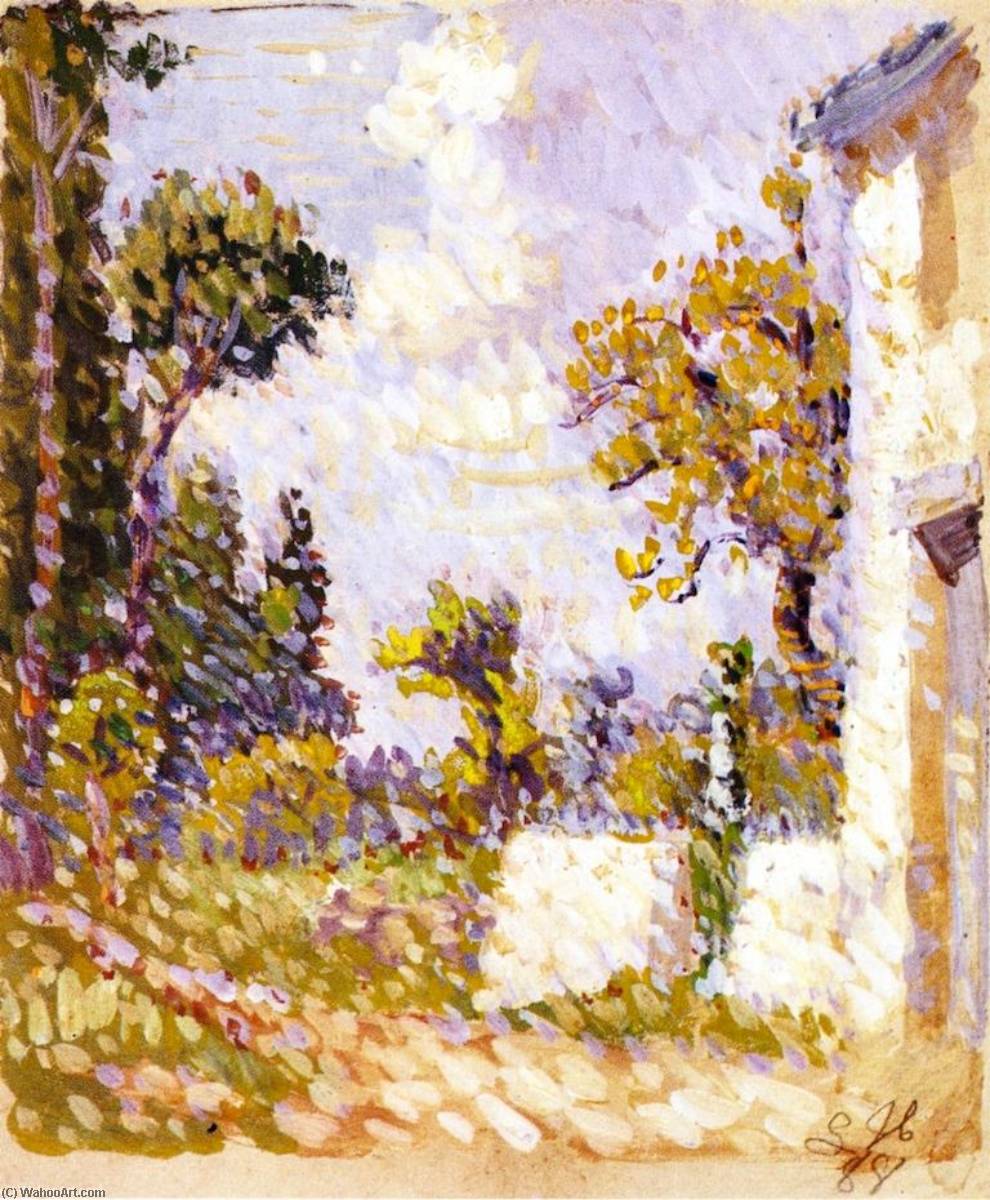 Wikioo.org - The Encyclopedia of Fine Arts - Painting, Artwork by Louis Hayet - Landscape with Wall and Trees