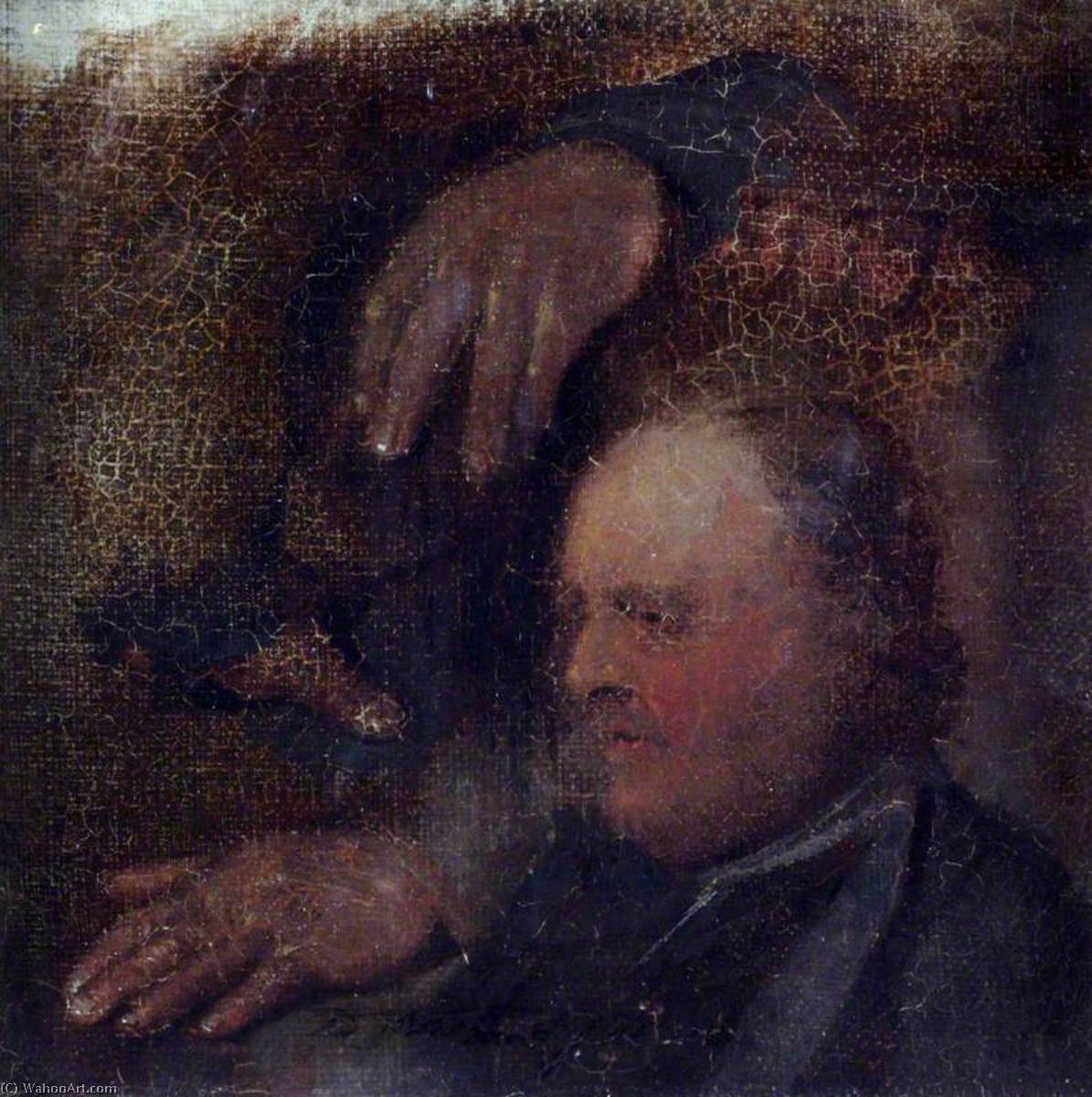 WikiOO.org - אנציקלופדיה לאמנויות יפות - ציור, יצירות אמנות David Wilkie Wynfield - A Head and Two Hands (sketch)