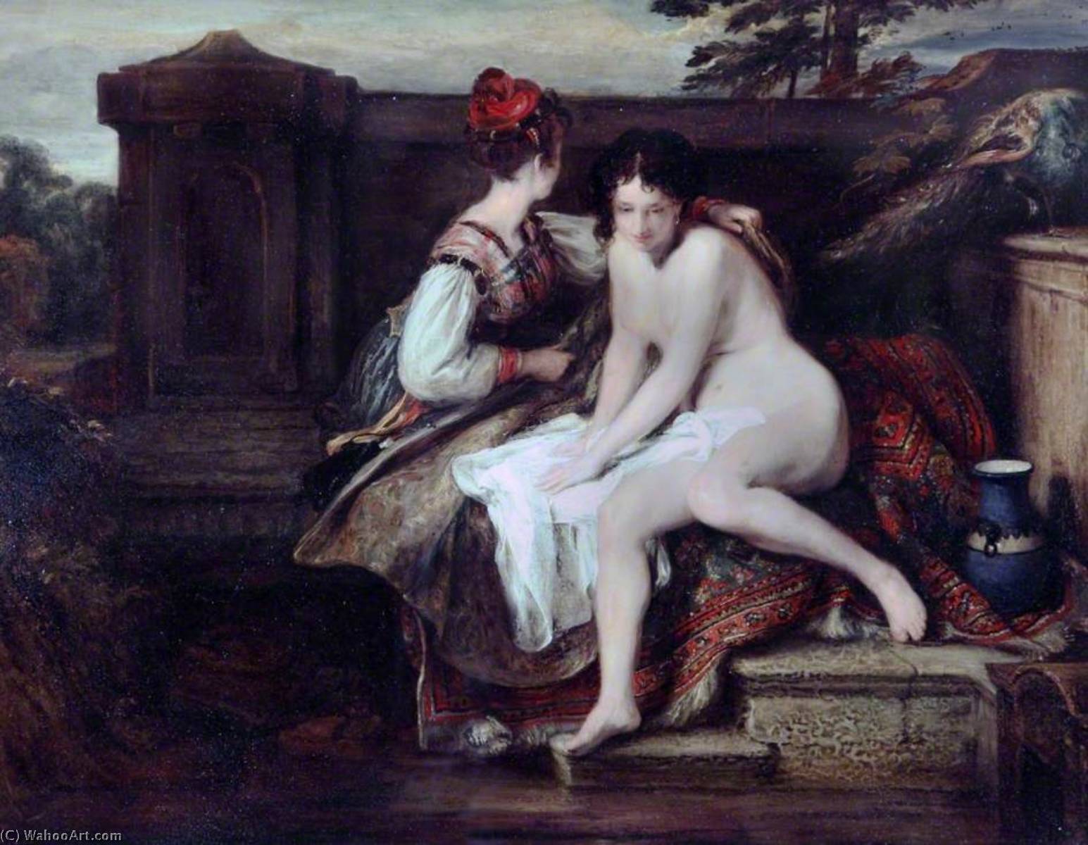 WikiOO.org - Encyclopedia of Fine Arts - Maľba, Artwork David Wilkie Wynfield - Bathsheba at the Bath