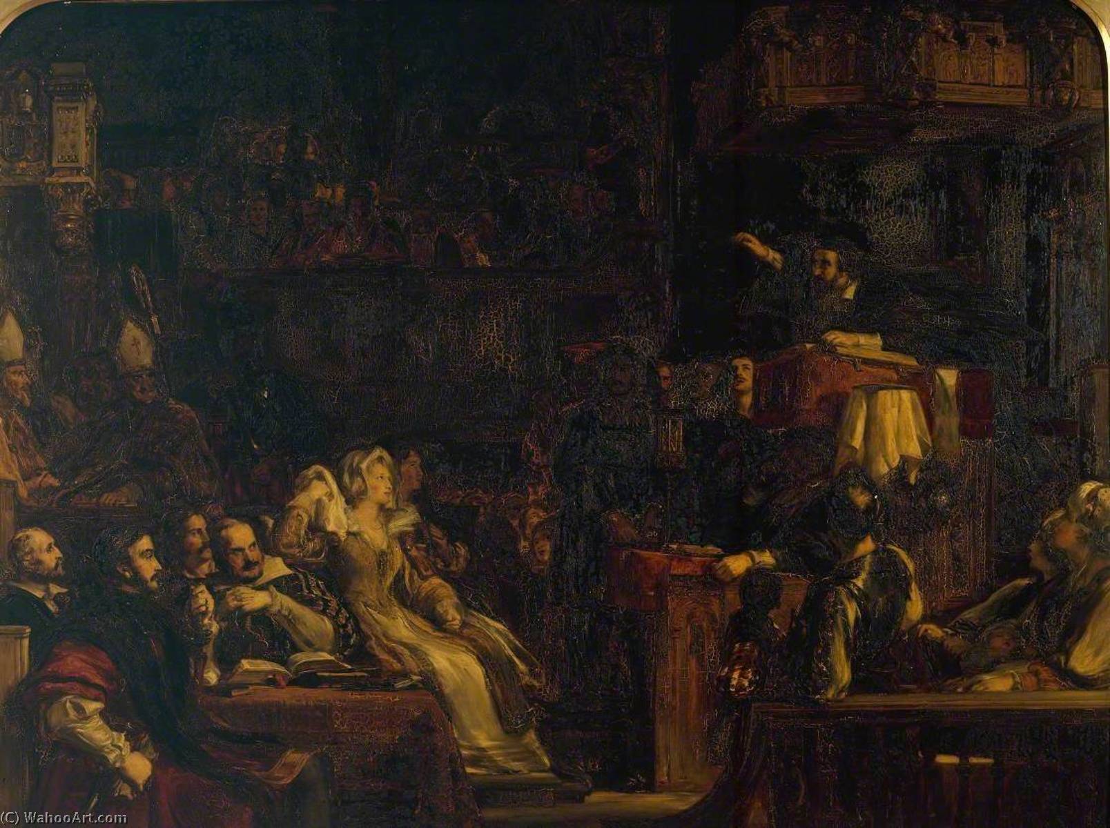 Wikioo.org - The Encyclopedia of Fine Arts - Painting, Artwork by David Wilkie Wynfield - The Preaching of Knox before the Lords of the Congregation, 10th June 1559