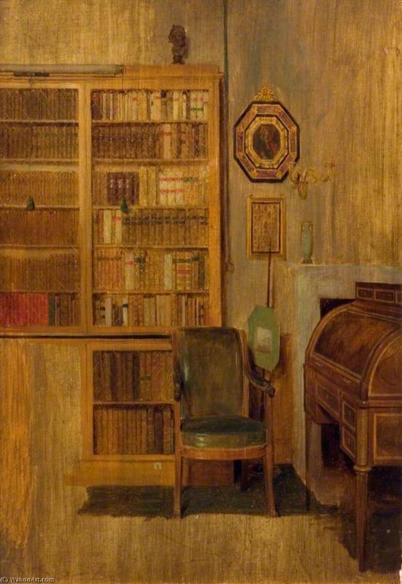 Wikioo.org - The Encyclopedia of Fine Arts - Painting, Artwork by David Wilkie Wynfield - A Book Case (sketch for 'The Letter of Introduction')
