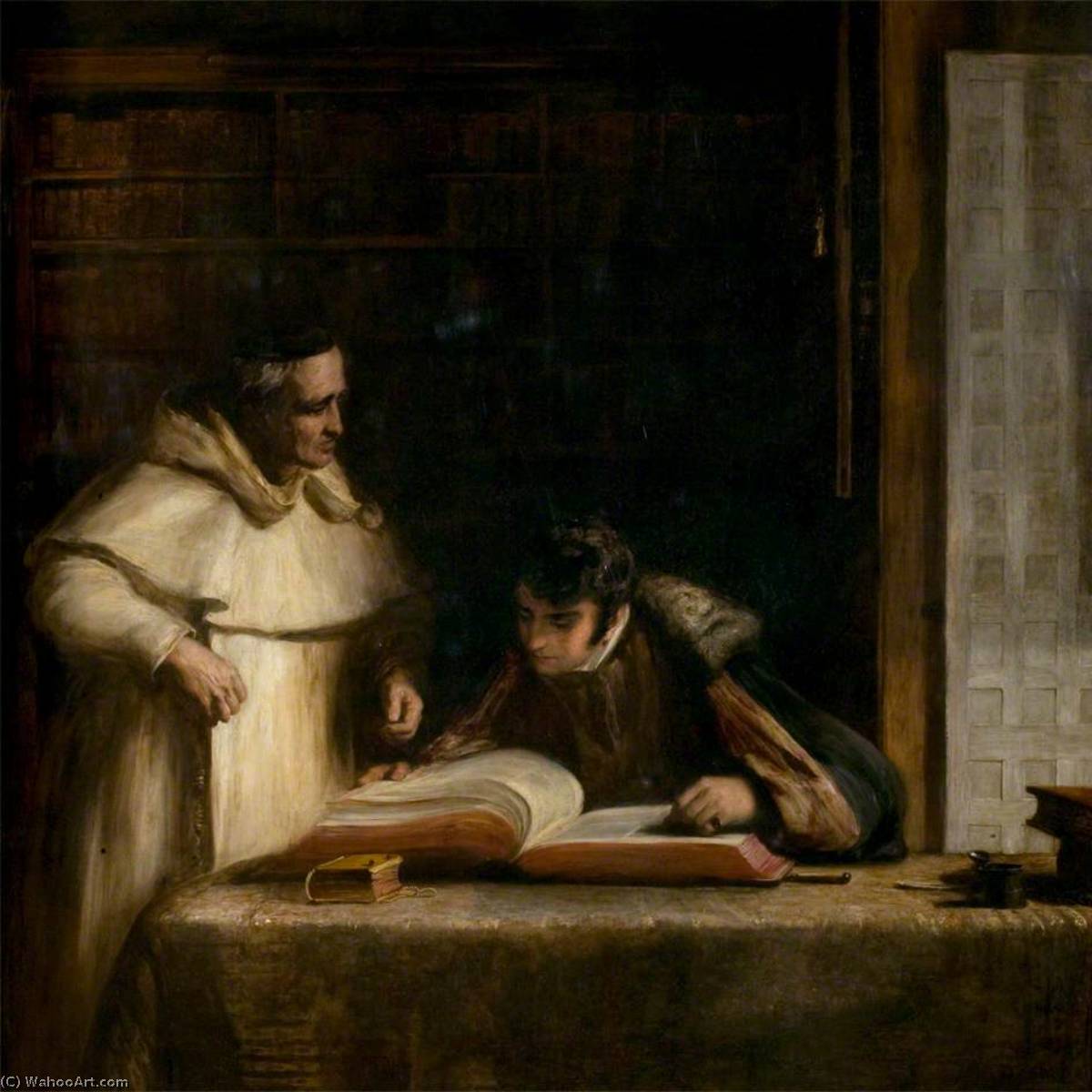 WikiOO.org - 백과 사전 - 회화, 삽화 David Wilkie Wynfield - Washington Irving in the Archives of Seville
