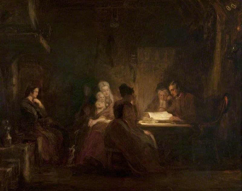 Wikioo.org - The Encyclopedia of Fine Arts - Painting, Artwork by David Wilkie Wynfield - The Cottar's Saturday Night