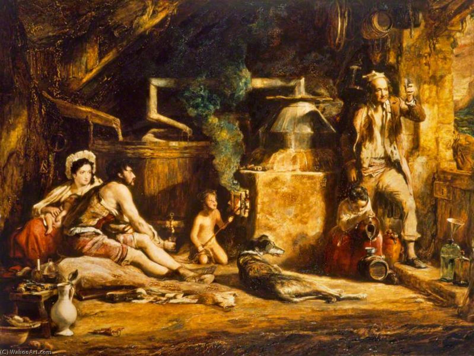 Wikioo.org - The Encyclopedia of Fine Arts - Painting, Artwork by David Wilkie Wynfield - The Irish Whiskey Still