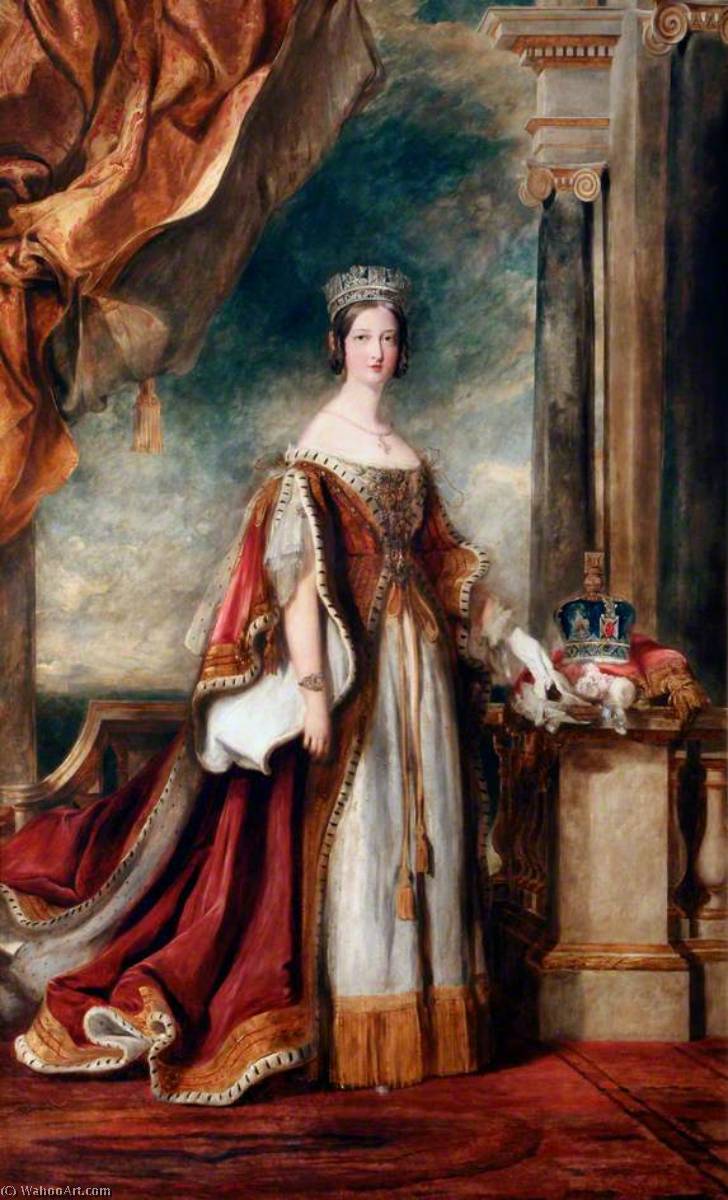 Wikioo.org - สารานุกรมวิจิตรศิลป์ - จิตรกรรม David Wilkie Wynfield - Queen Victoria (1819–1901), in Robes of State