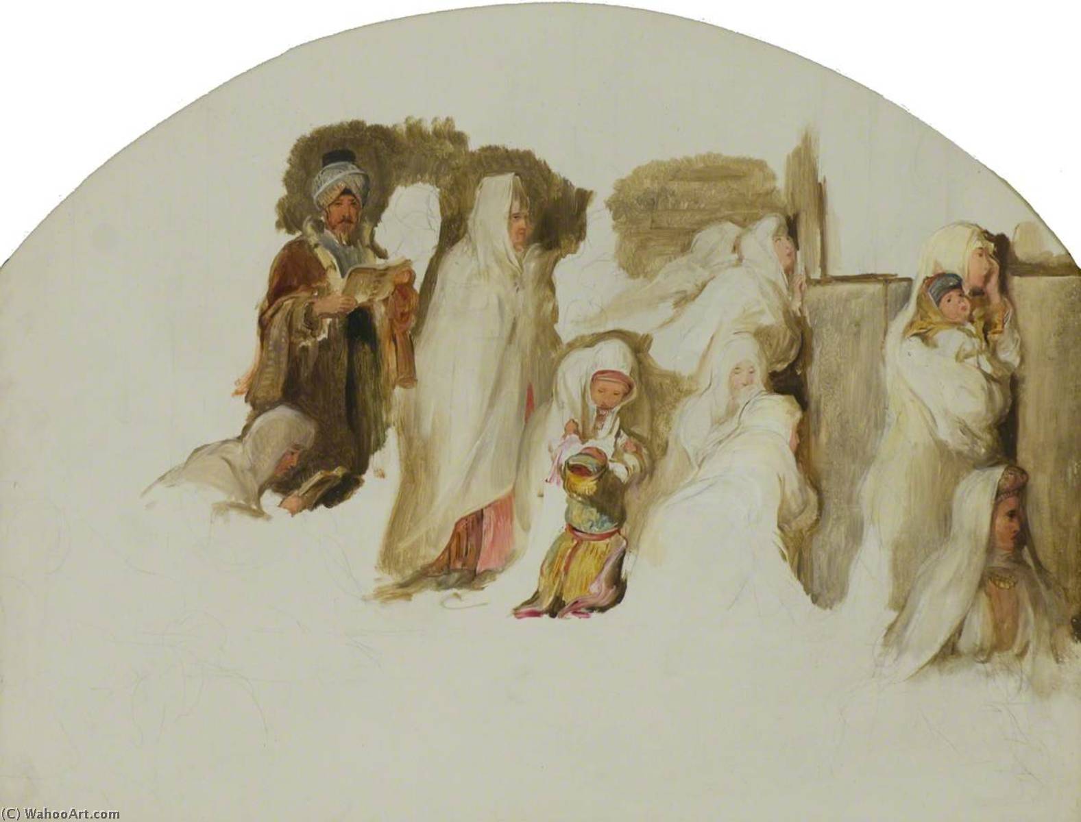 WikiOO.org - אנציקלופדיה לאמנויות יפות - ציור, יצירות אמנות David Wilkie Wynfield - Jews at the Wailing Wall