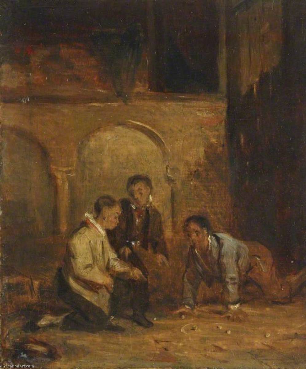 Wikioo.org - The Encyclopedia of Fine Arts - Painting, Artwork by David Wilkie Wynfield - Boys Playing Marbles
