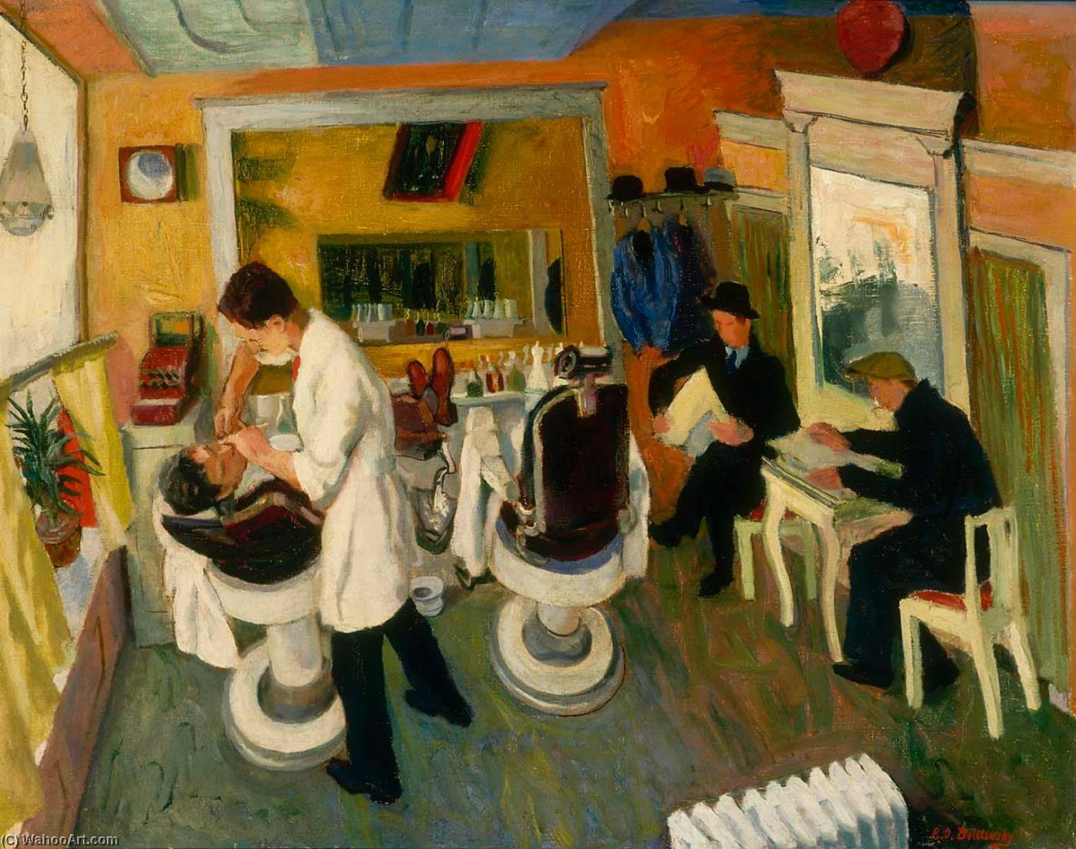 Wikioo.org - The Encyclopedia of Fine Arts - Painting, Artwork by Ilya Bolotowsky - In the Barber Shop