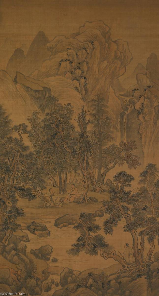 Wikioo.org - The Encyclopedia of Fine Arts - Painting, Artwork by Hua Yan - SCHOLARS' DISCUSSION UNDER PINE TREES