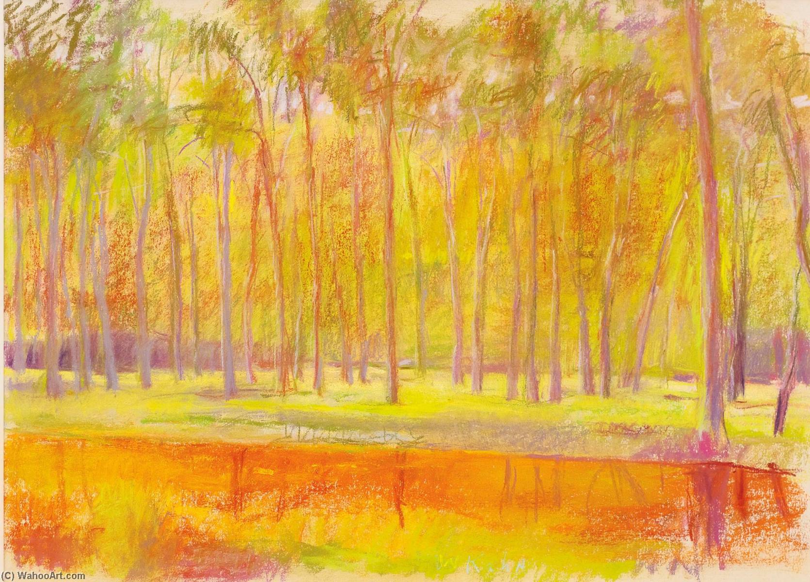 Wikioo.org – L'Enciclopedia delle Belle Arti - Pittura, Opere di Wolf Kahn - un arancione  alveo  piste  attraverso  esso