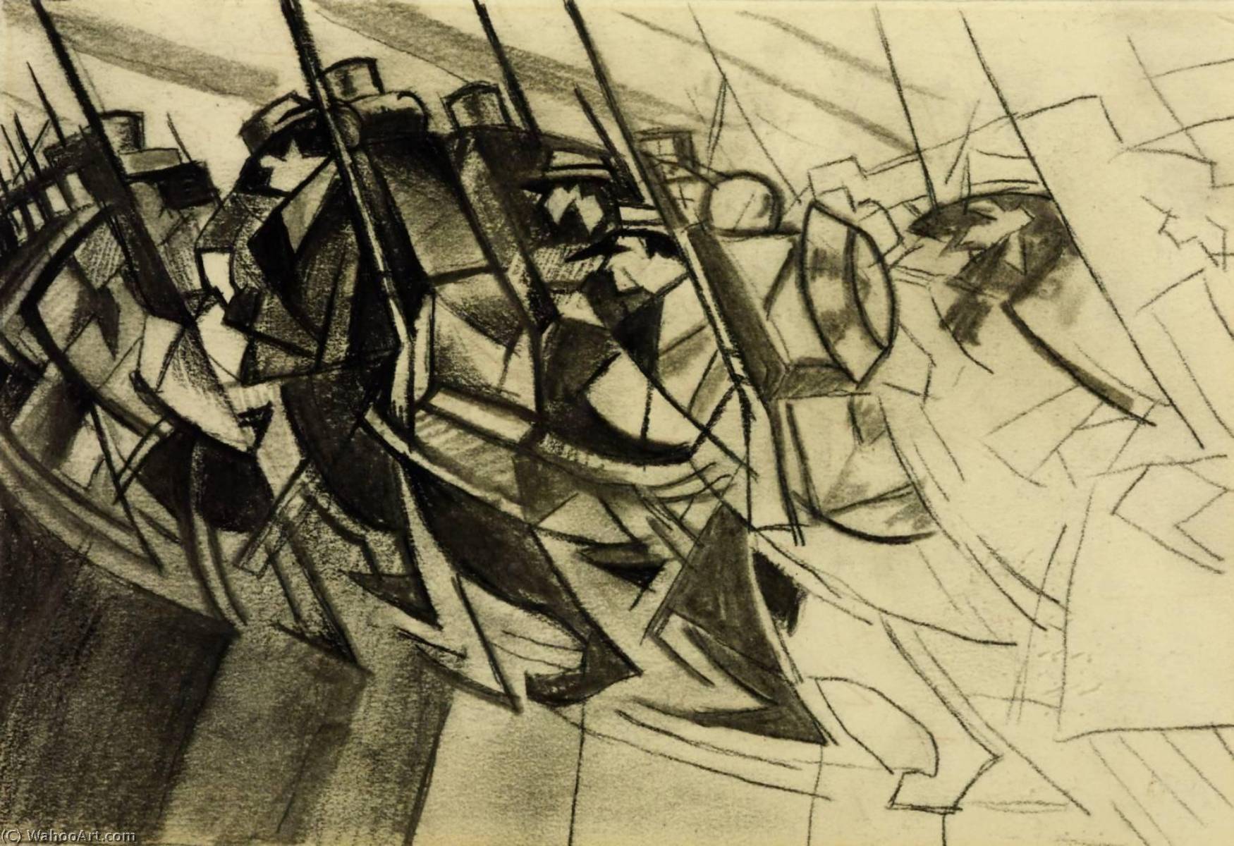 WikiOO.org - Encyclopedia of Fine Arts - Lukisan, Artwork Christopher Richard Wynne Nevinson - Study for ‘Returning to the Trenches’