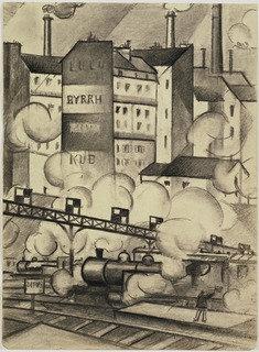 Wikioo.org - The Encyclopedia of Fine Arts - Painting, Artwork by Christopher Richard Wynne Nevinson - Study for The Departure of the Train de Luxe
