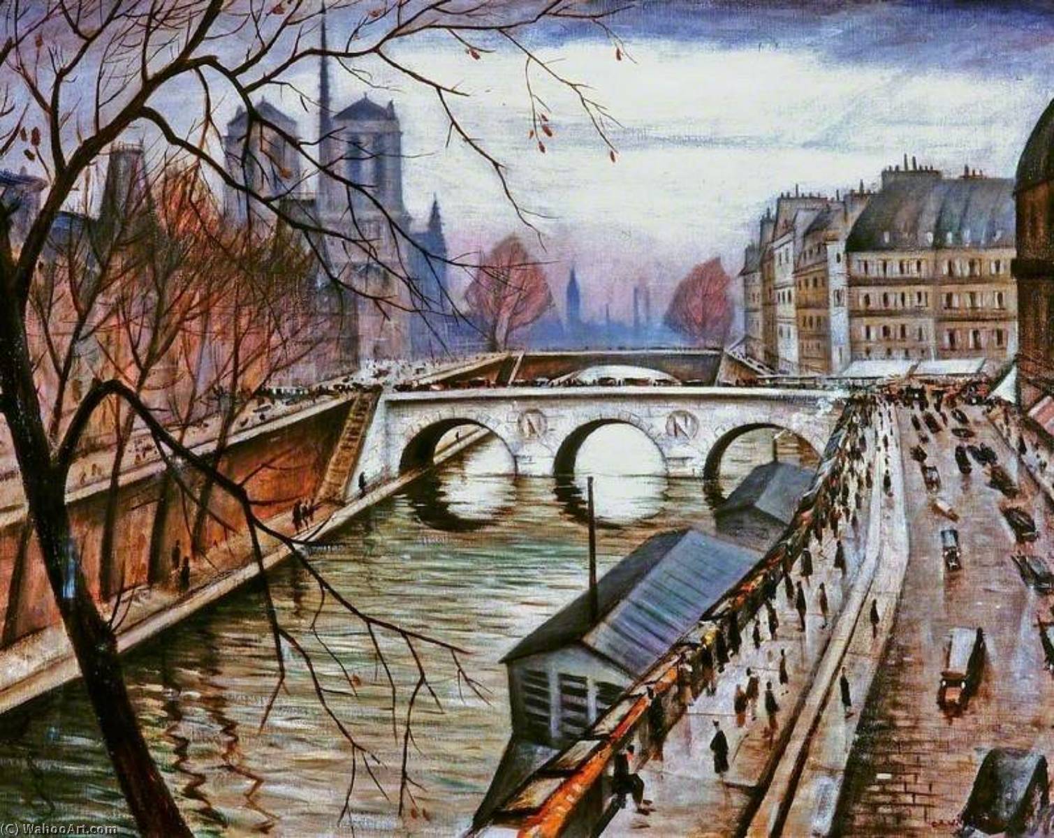Wikioo.org - The Encyclopedia of Fine Arts - Painting, Artwork by Christopher Richard Wynne Nevinson - Notre Dame de Paris from Quai des Grands Augustins