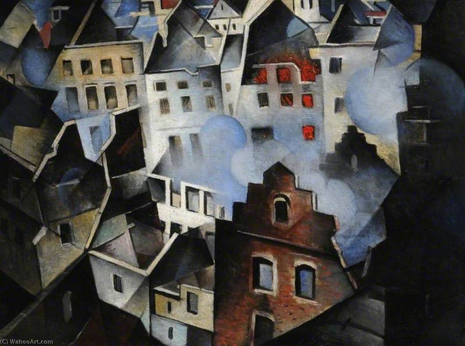 Wikioo.org - The Encyclopedia of Fine Arts - Painting, Artwork by Christopher Richard Wynne Nevinson - Ypres after the First Bombardment