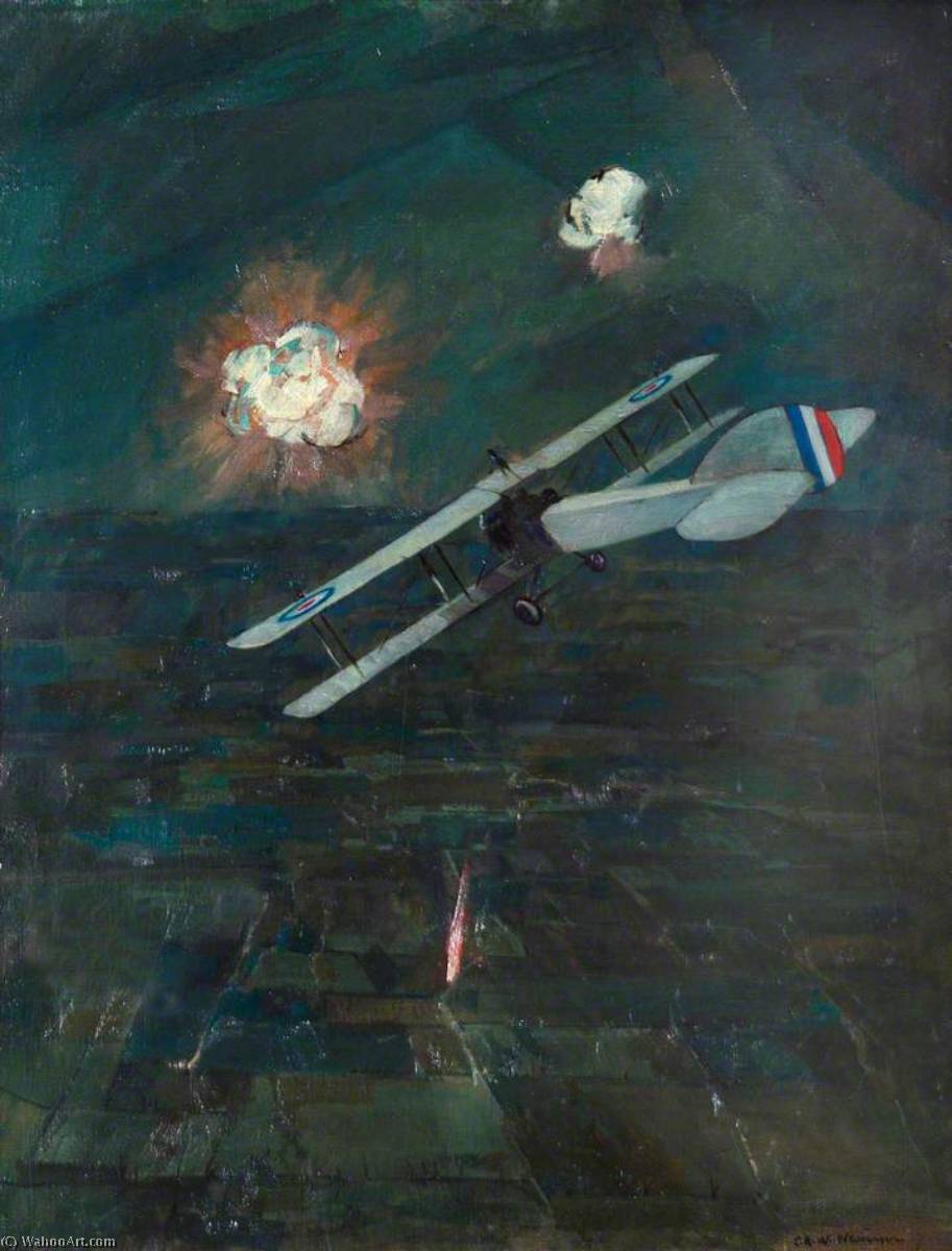 Wikioo.org - สารานุกรมวิจิตรศิลป์ - จิตรกรรม Christopher Richard Wynne Nevinson - Night Raid, 1917