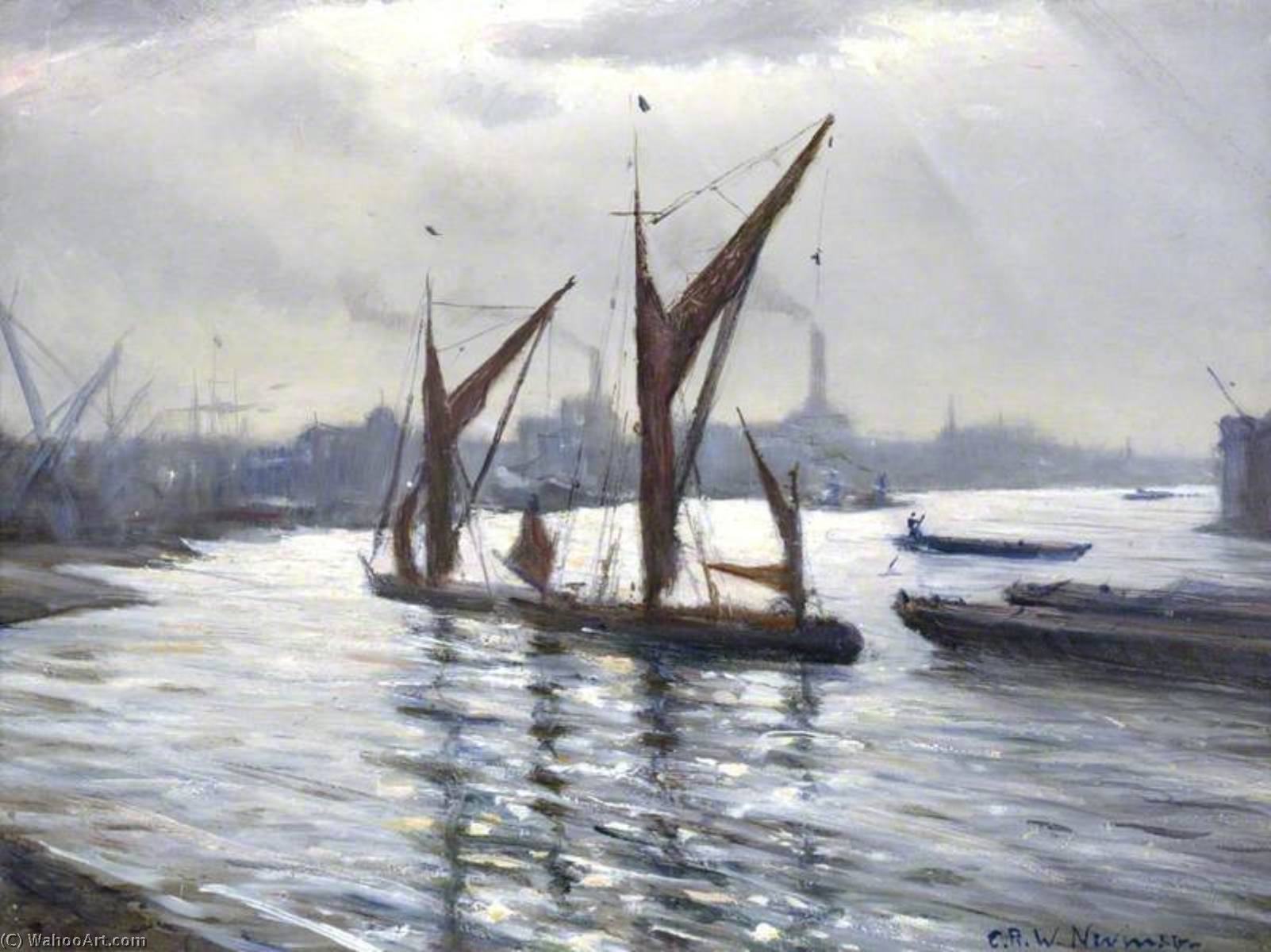 WikiOO.org - Encyclopedia of Fine Arts - Maleri, Artwork Christopher Richard Wynne Nevinson - The Thames at Deptford, London