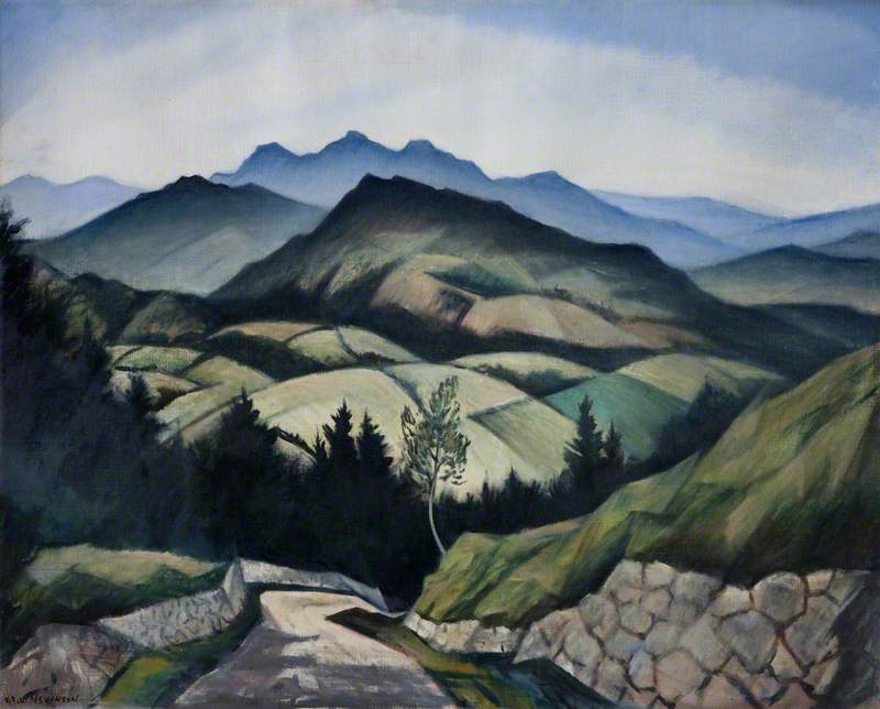 Wikioo.org - The Encyclopedia of Fine Arts - Painting, Artwork by Christopher Richard Wynne Nevinson - A Mountain Landscape in Wales