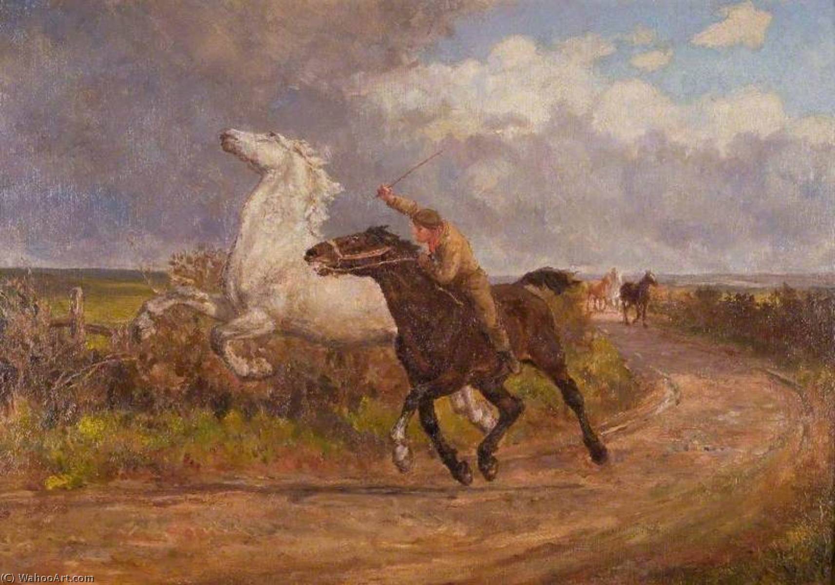WikiOO.org - Encyclopedia of Fine Arts - Maalaus, taideteos Brian Hatton - Runaway Horse