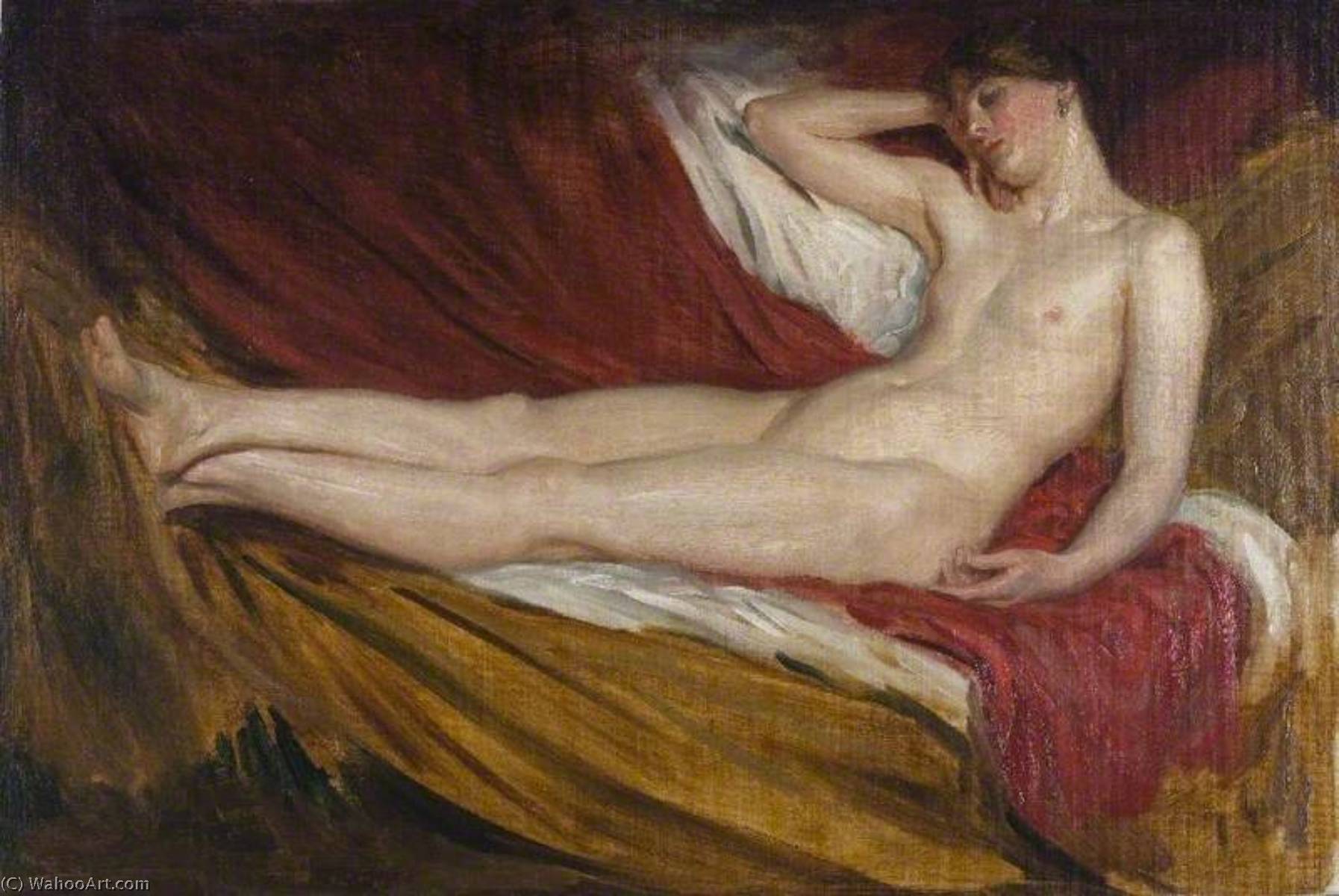 WikiOO.org - Encyclopedia of Fine Arts - Målning, konstverk Brian Hatton - Reclining Nude