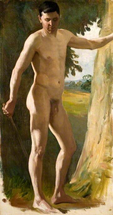 Wikioo.org - The Encyclopedia of Fine Arts - Painting, Artwork by Brian Hatton - Standing Male Nude