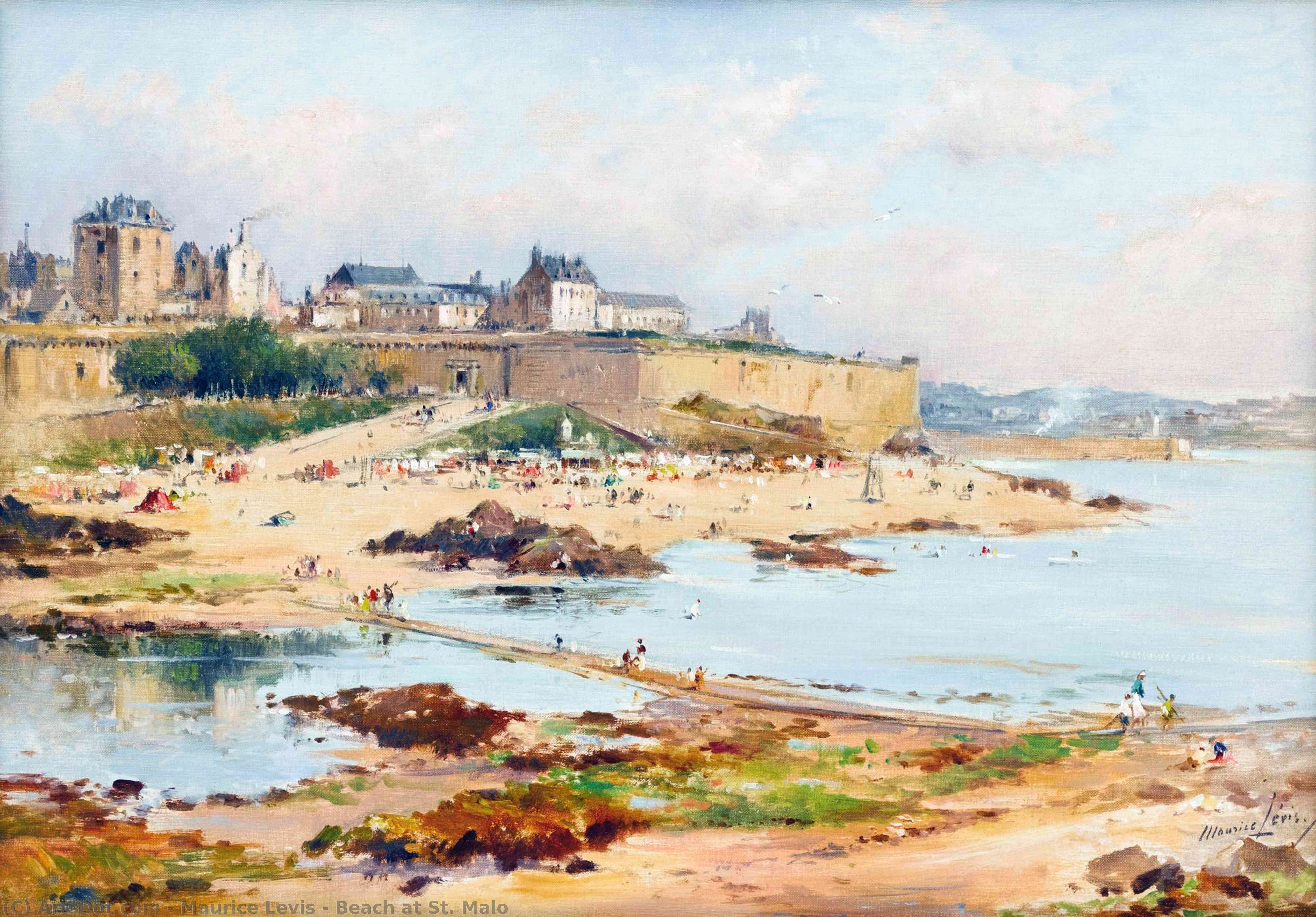 Wikioo.org - The Encyclopedia of Fine Arts - Painting, Artwork by Maurice Levis - Beach at St. Malo