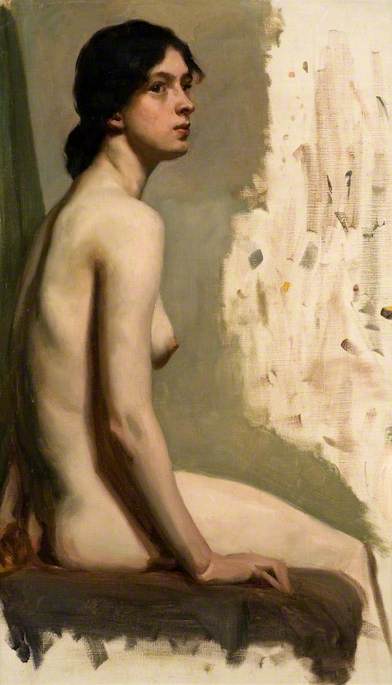 Wikioo.org - The Encyclopedia of Fine Arts - Painting, Artwork by Brian Hatton - Seated Female Nude