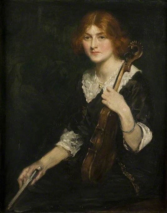 WikiOO.org - אנציקלופדיה לאמנויות יפות - ציור, יצירות אמנות Brian Hatton - Ann with a Violin