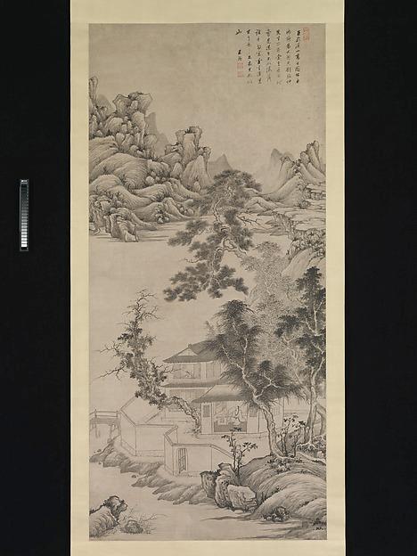 Wikioo.org - The Encyclopedia of Fine Arts - Painting, Artwork by Wang Jian - 清 王鑑 倣巨然《溪山高士圖》 軸 紙本 Lofty Scholar among Streams and Mountains after Juran