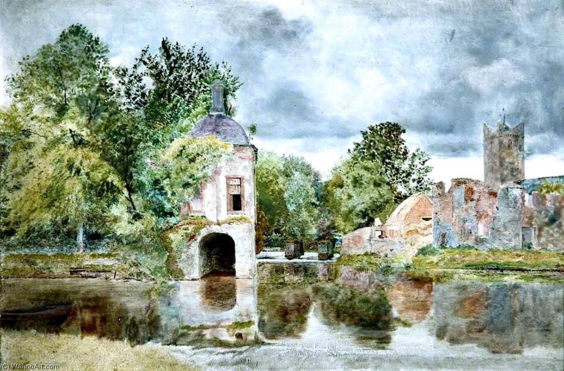 Wikioo.org - The Encyclopedia of Fine Arts - Painting, Artwork by William Davis - Junction of the Liffey and Rye, near Leixlip