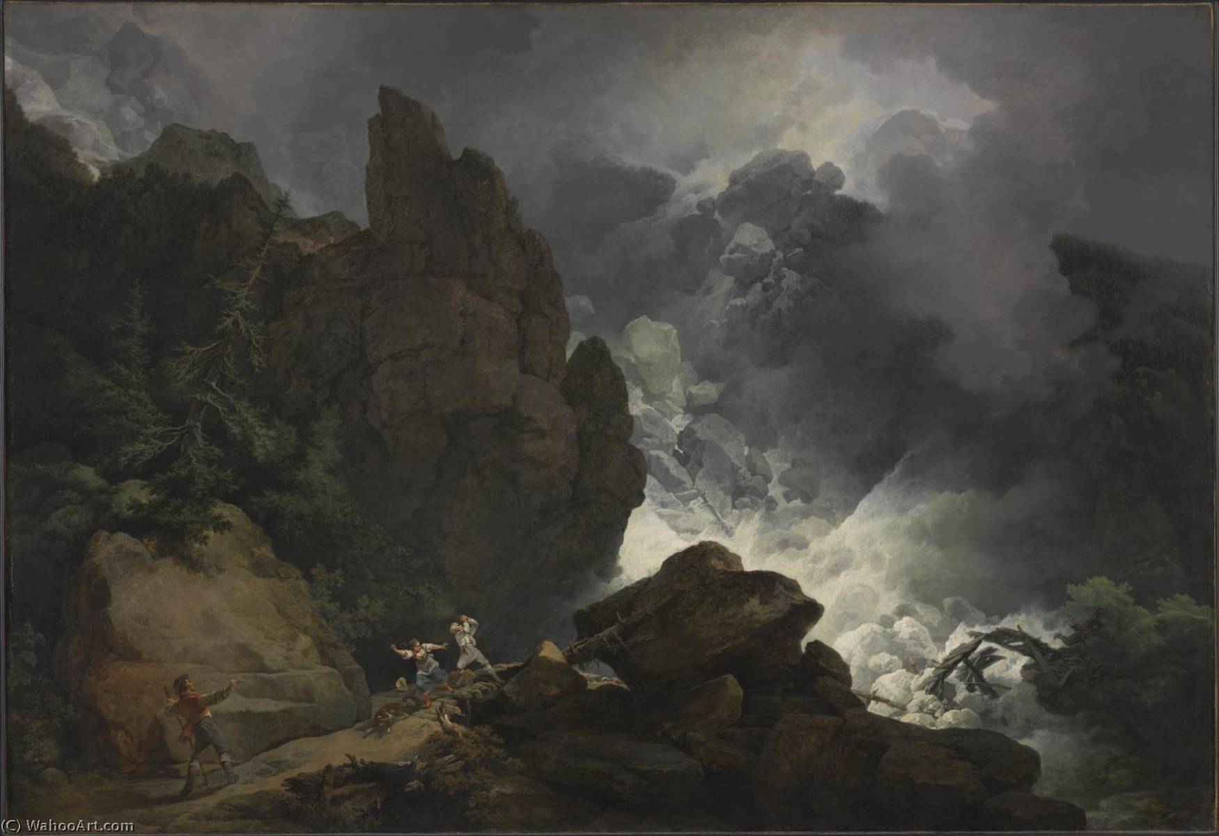 Wikioo.org - Bách khoa toàn thư về mỹ thuật - Vẽ tranh, Tác phẩm nghệ thuật Philip Jacques De Loutherbourg - An Avalanche in the Alps
