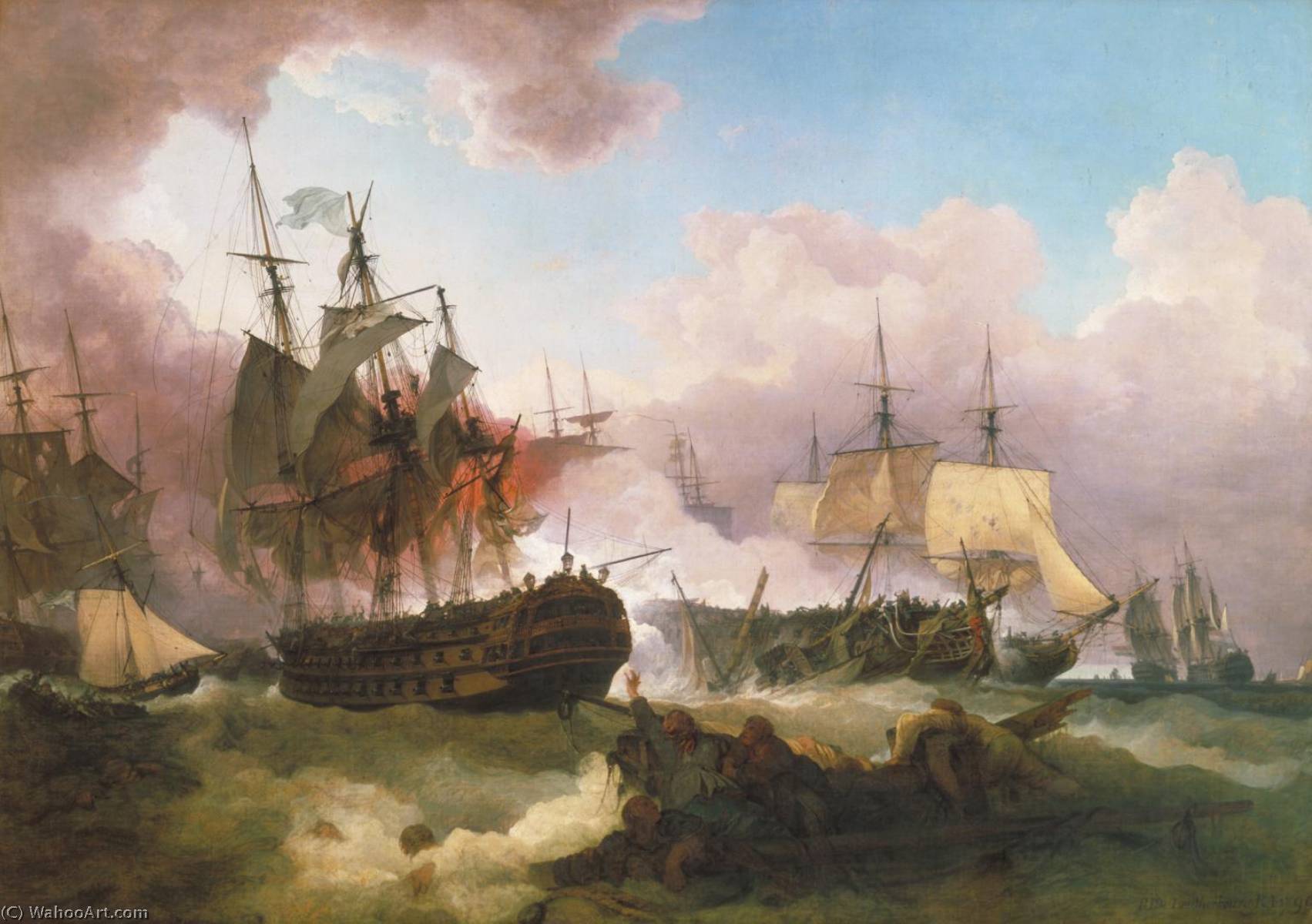WikiOO.org - Encyclopedia of Fine Arts - Lukisan, Artwork Philip Jacques De Loutherbourg - The Battle of Camperdown