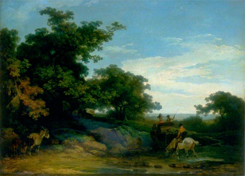 Wikioo.org – L'Enciclopedia delle Belle Arti - Pittura, Opere di Philip Jacques De Loutherbourg - paesaggio con viaggiatori