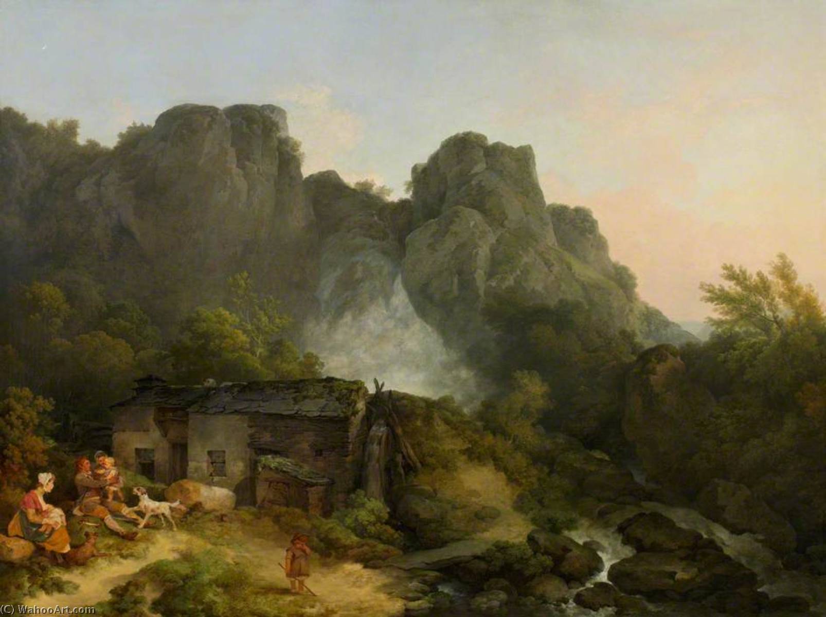 WikiOO.org - Encyclopedia of Fine Arts - Maleri, Artwork Philip Jacques De Loutherbourg - Lodore Waterfall, near Keswick