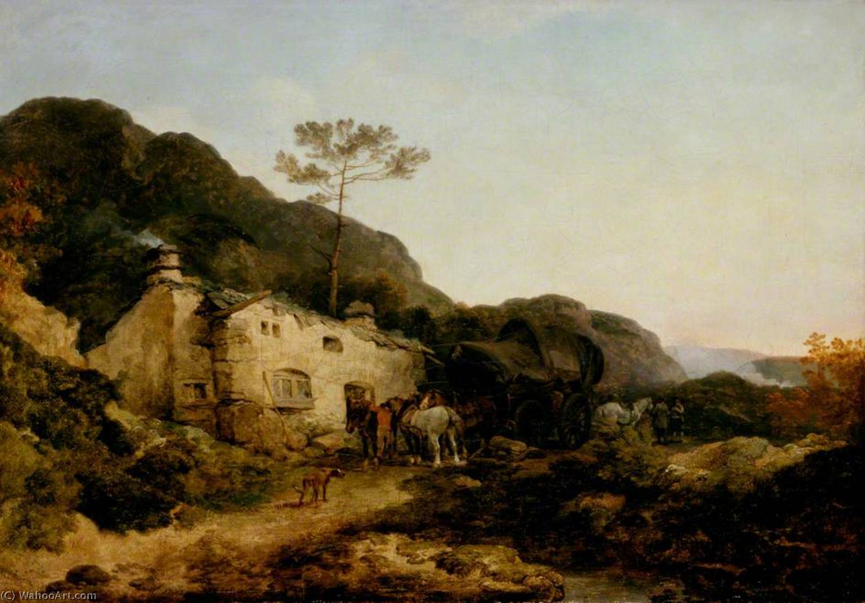 WikiOO.org - אנציקלופדיה לאמנויות יפות - ציור, יצירות אמנות Philip Jacques De Loutherbourg - A Cottage in Patterdale, Westmoreland