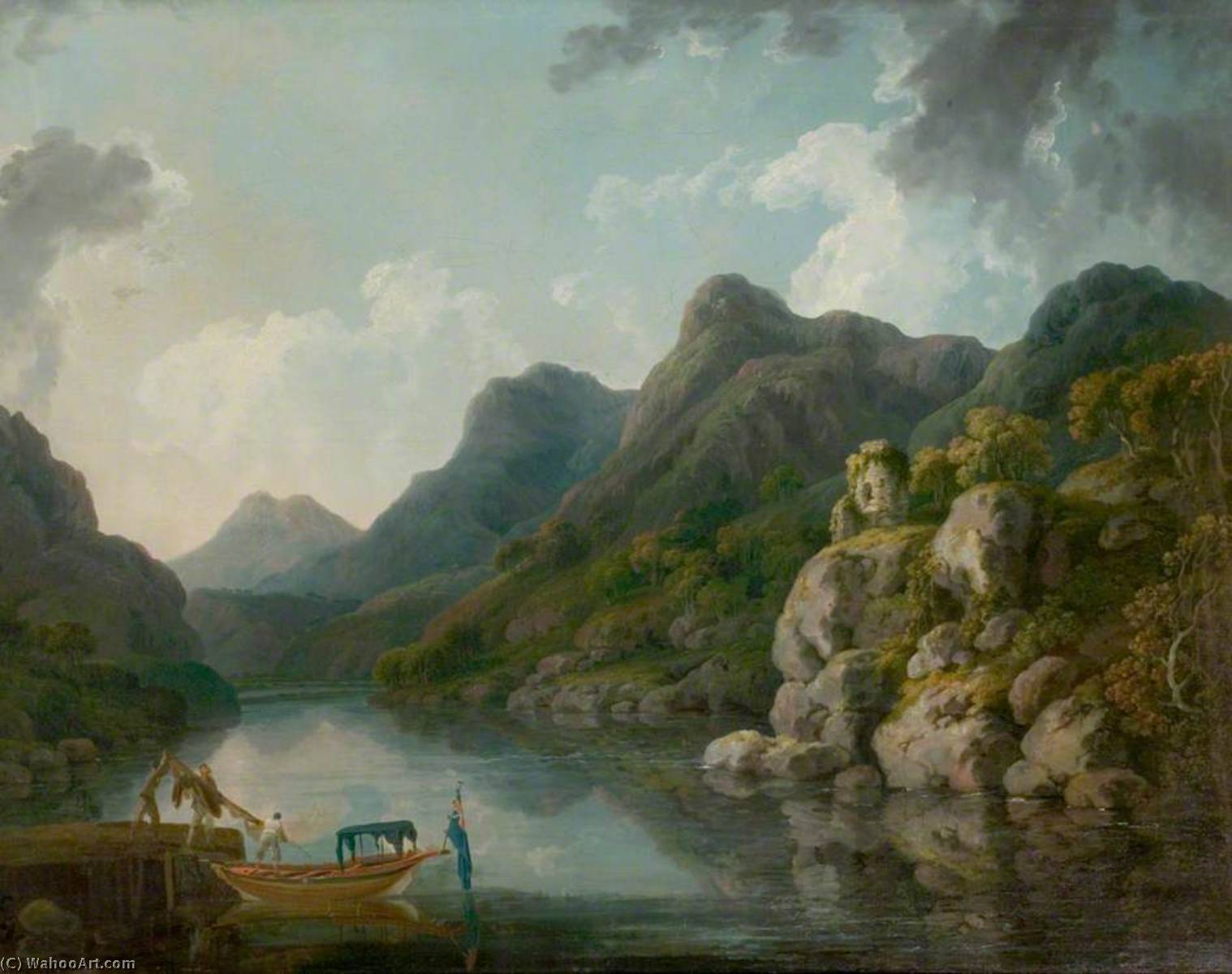 WikiOO.org - Güzel Sanatlar Ansiklopedisi - Resim, Resimler Philip Jacques De Loutherbourg - View of Snowdon with the Castle of Dolbadarn from Llanberis