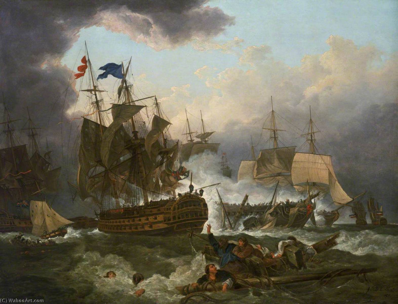 Wikioo.org - The Encyclopedia of Fine Arts - Painting, Artwork by Philip Jacques De Loutherbourg - The Battle of Camperdown, 11 October 1797