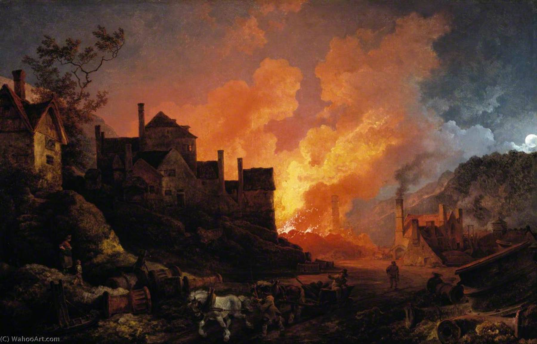 WikiOO.org - Encyclopedia of Fine Arts - Maľba, Artwork Philip Jacques De Loutherbourg - Coalbrookdale by Night
