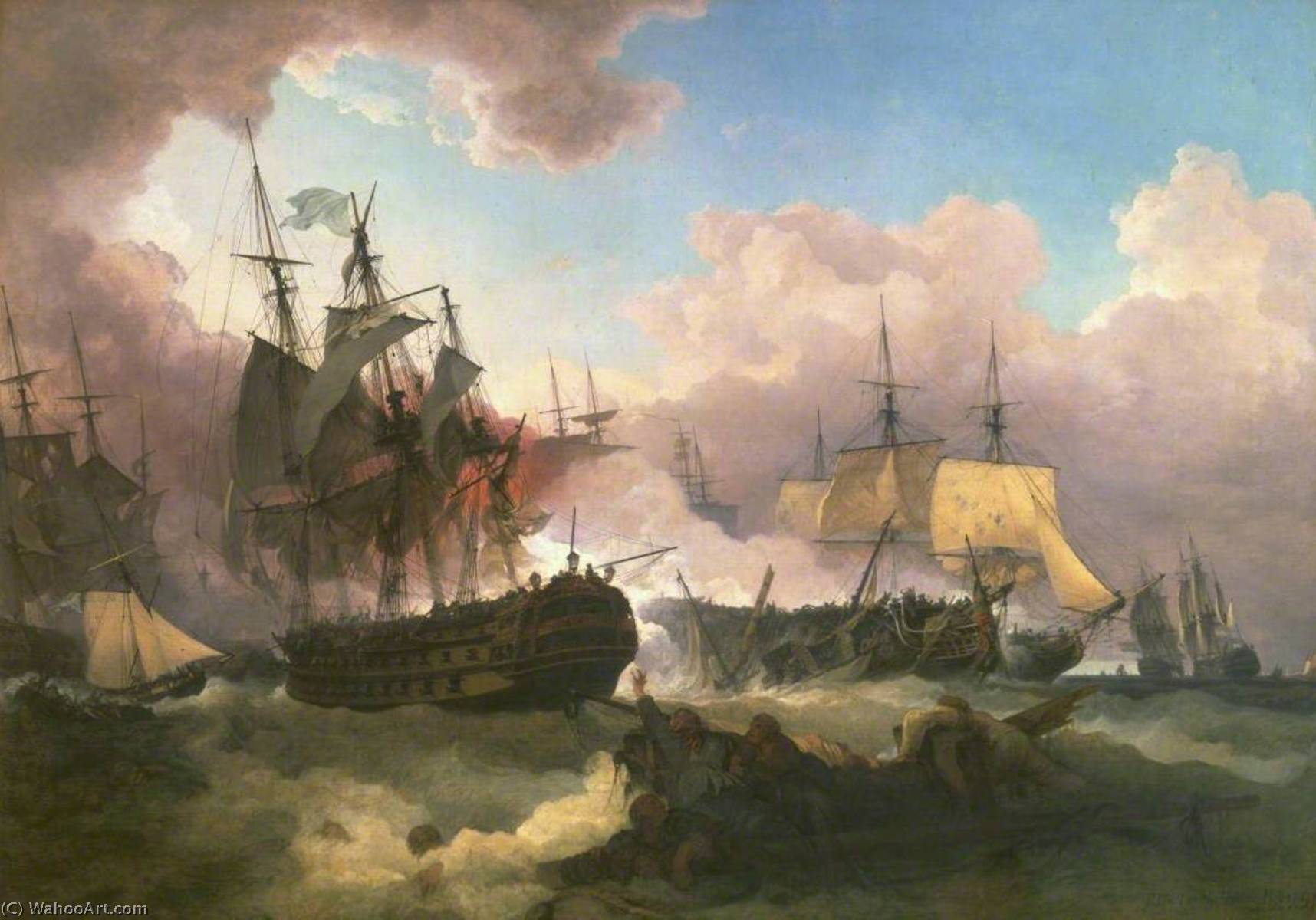 WikiOO.org - Εγκυκλοπαίδεια Καλών Τεχνών - Ζωγραφική, έργα τέχνης Philip Jacques De Loutherbourg - The Battle of Camperdown