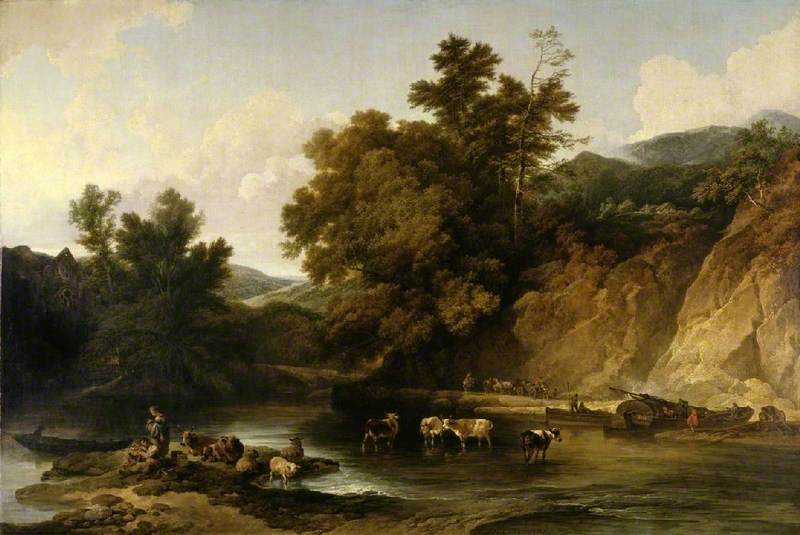 WikiOO.org - אנציקלופדיה לאמנויות יפות - ציור, יצירות אמנות Philip Jacques De Loutherbourg - The River Wye at Tintern Abbey