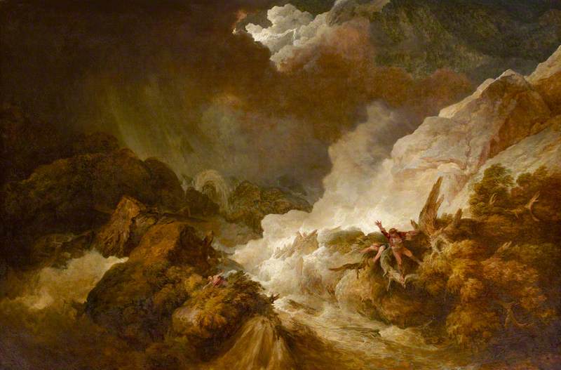 Wikioo.org - The Encyclopedia of Fine Arts - Painting, Artwork by Philip Jacques De Loutherbourg - Storm and Avalanche near the Scheidegg in the Valley of Lauterbrunnen