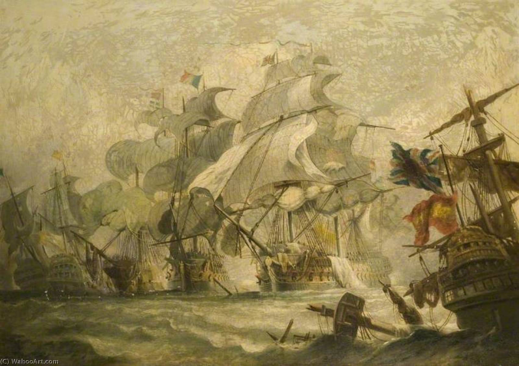 Wikioo.org - The Encyclopedia of Fine Arts - Painting, Artwork by Philip Jacques De Loutherbourg - The Battle of Trafalgar, 21 October 1805