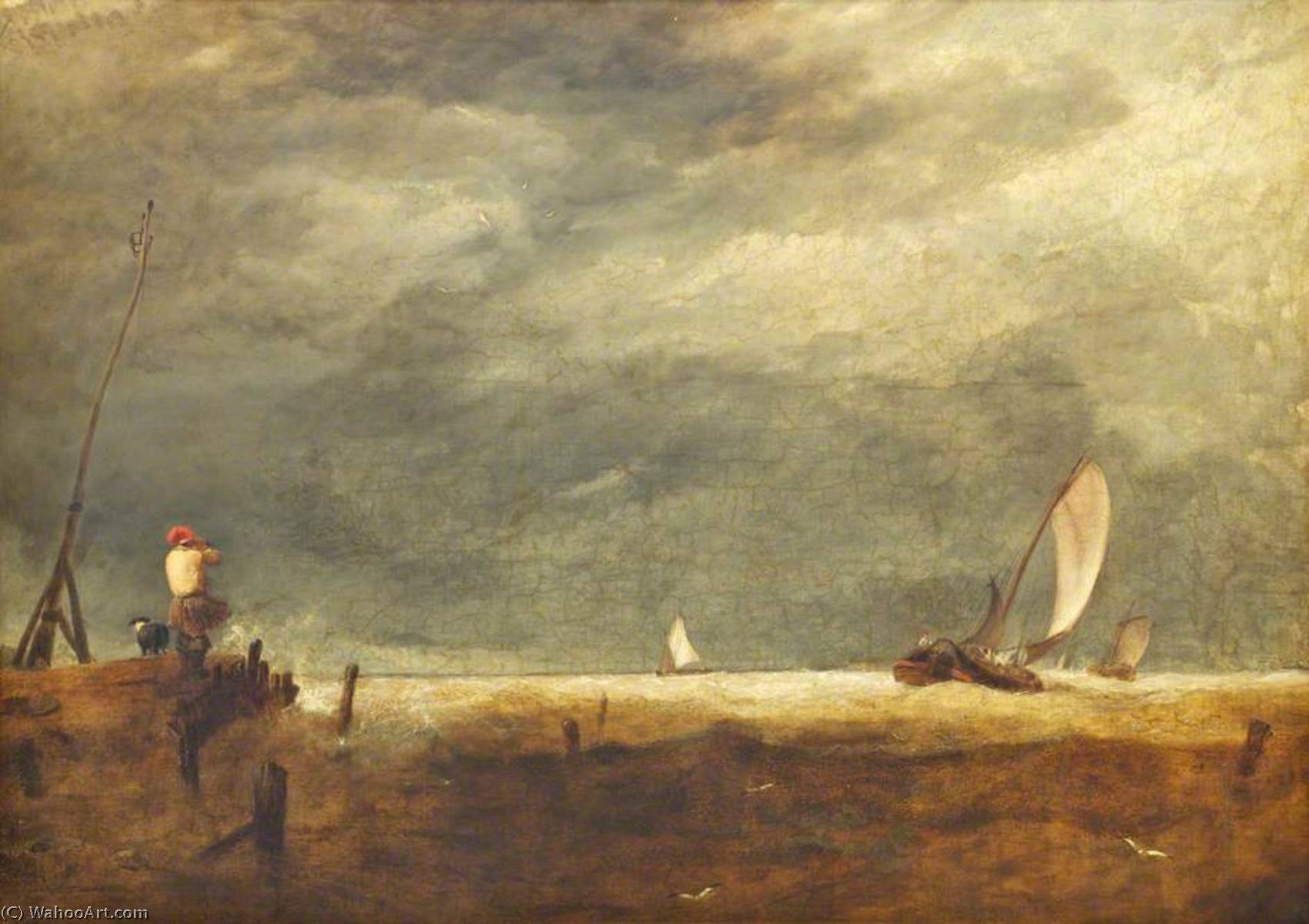 WikiOO.org - Encyclopedia of Fine Arts - Lukisan, Artwork Augustus Wall Callcott - Coast Scene