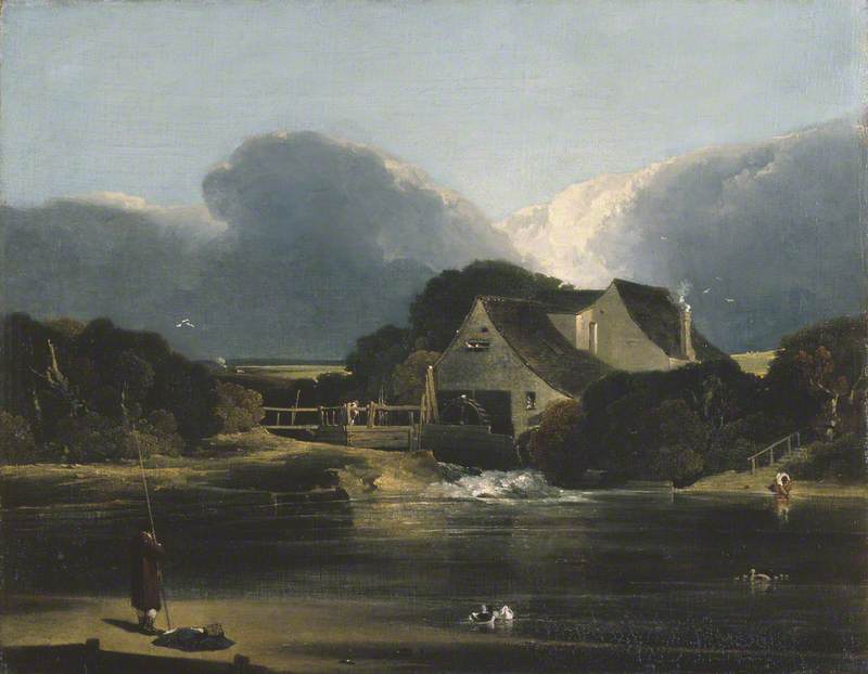 WikiOO.org - Εγκυκλοπαίδεια Καλών Τεχνών - Ζωγραφική, έργα τέχνης Augustus Wall Callcott - Landscape with Water Mill